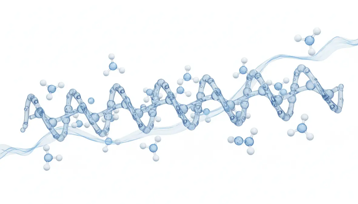 Struttura molecolare dell'acido ialuronico e capacità di trattenere acqua per idratazione cutanea