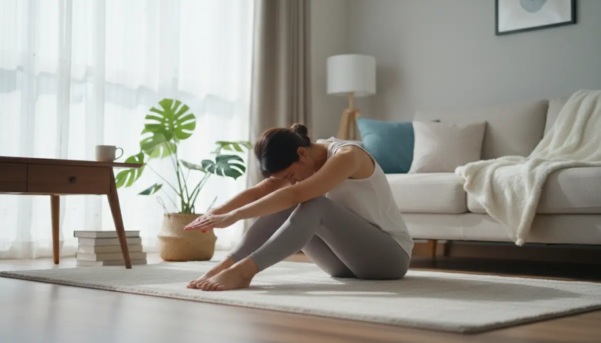 Stretching defaticamento dopo sessione allenamento funzionale a casa