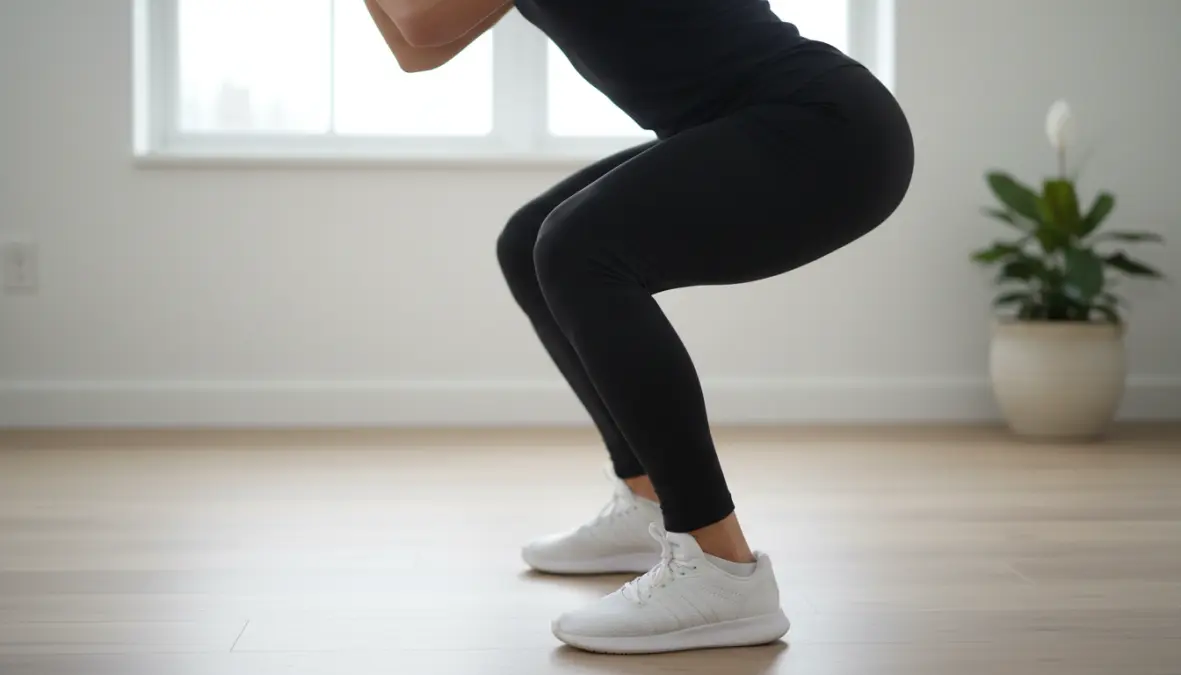 Esecuzione corretta di squat a corpo libero per allenamento a casa