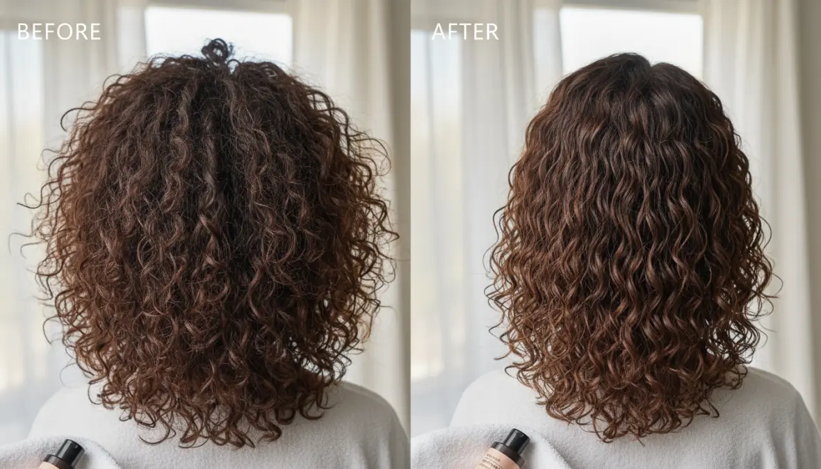 Effetto del balsamo leave in su capelli ricci: capelli idratati, morbidi e anti crespo