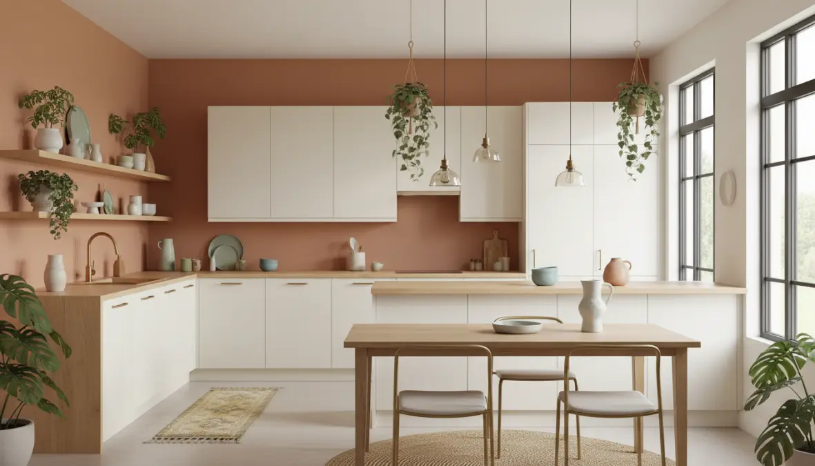 Cucina moderna con colori pareti cucina primavera in terracotta e crema