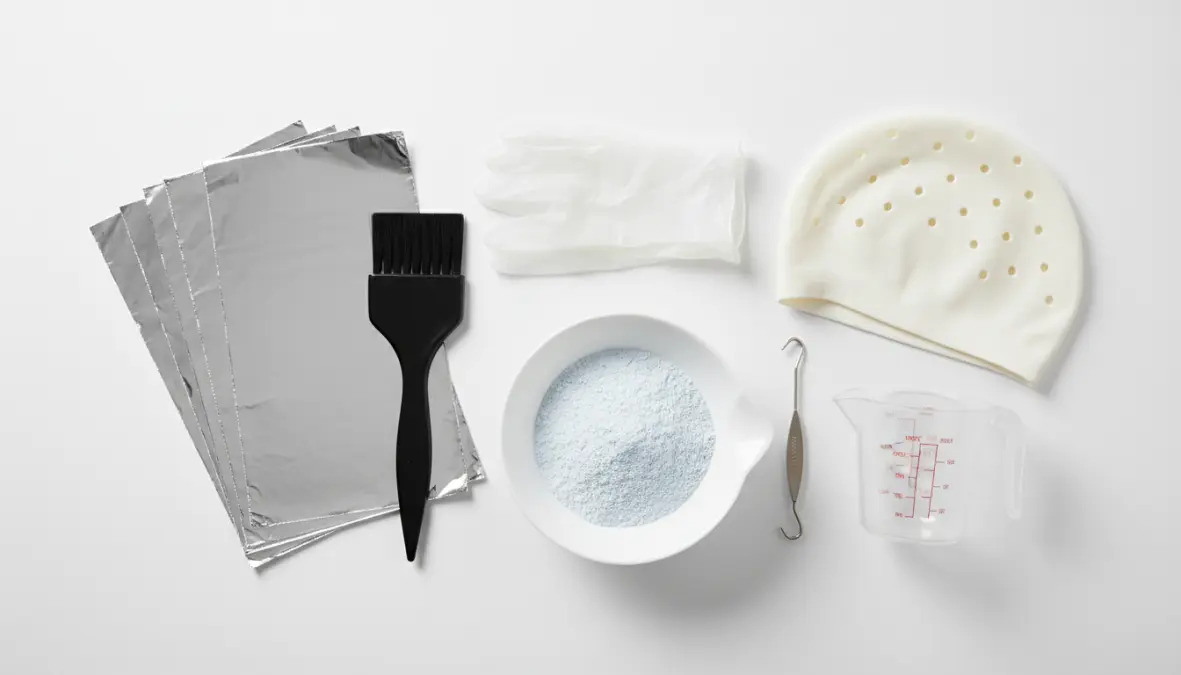 Kit completo per colpi di sole fai da te con cuffia, pennello e prodotti decoloranti