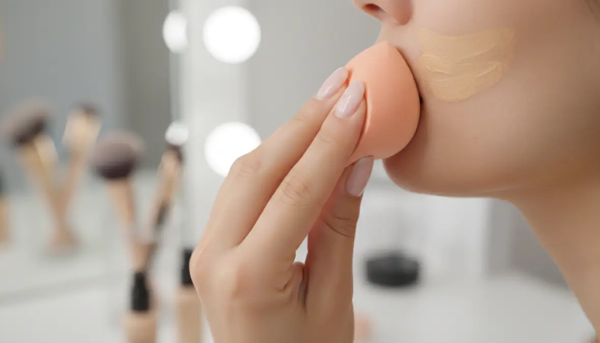 Tecnica applicazione fondotinta con beauty blender per sfumatura naturale e uniforme