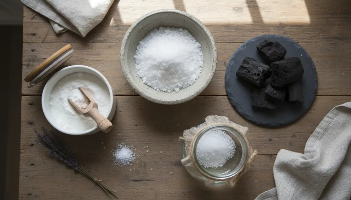 Sale grosso e bicarbonato per assorbire umidità in casa naturalmente