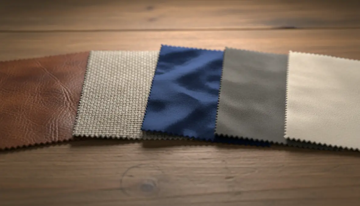 Campioni di tessuto divano e materiali diversi per scegliere rivestimento ideale