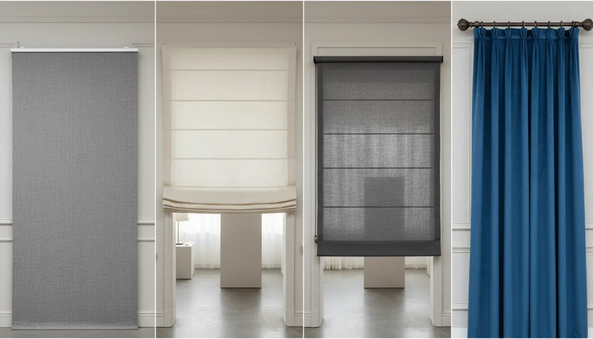 Diversi modelli di tende da interni: a pannello, a pacchetto, a rullo e classiche