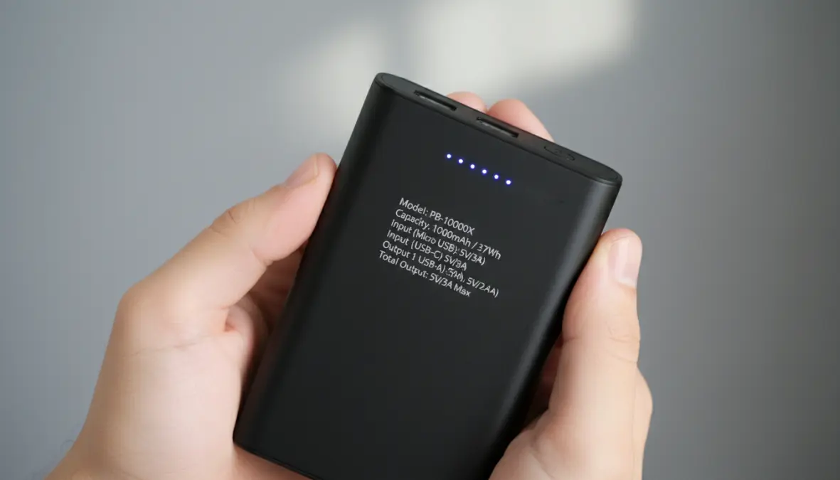 Dettaglio capacità mAh su powerbank con porte USB per la ricarica