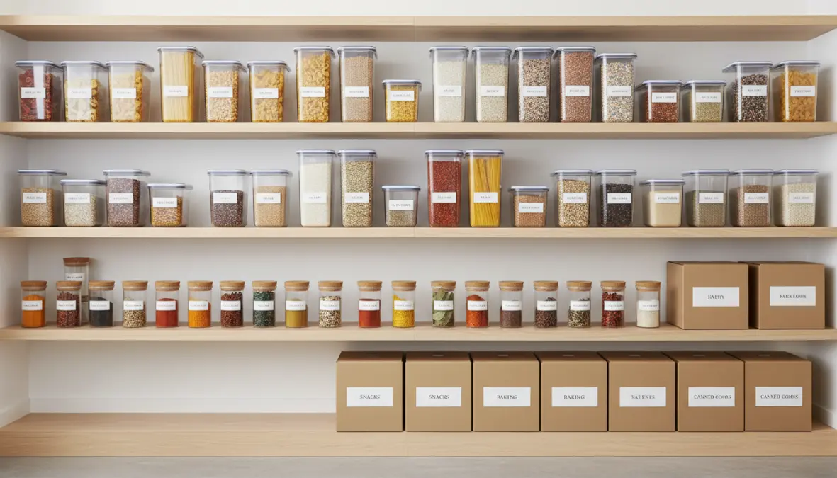 Contenitori per organizzare cucina con soluzioni salvaspazio per dispensa e alimenti