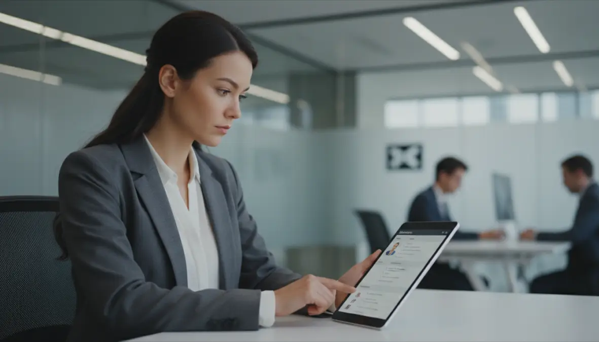 Recruiter che valuta competenze professionali ed esperienze lavorative su curriculum digitale