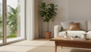 Diffusori ambiente naturali con bastoncini profumati in elegante soggiorno moderno