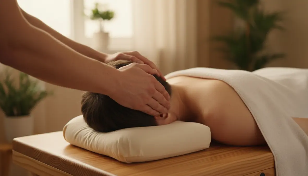 Tecniche di digitopressione per dolori cervicali sul punto GB20 alla base del cranio