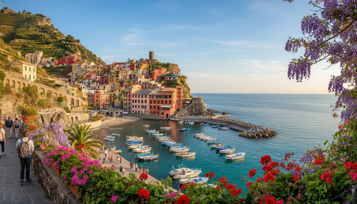 Borgo italiano affacciato sul mare in primavera, destinazione perfetta dove andare a marzo in Italia