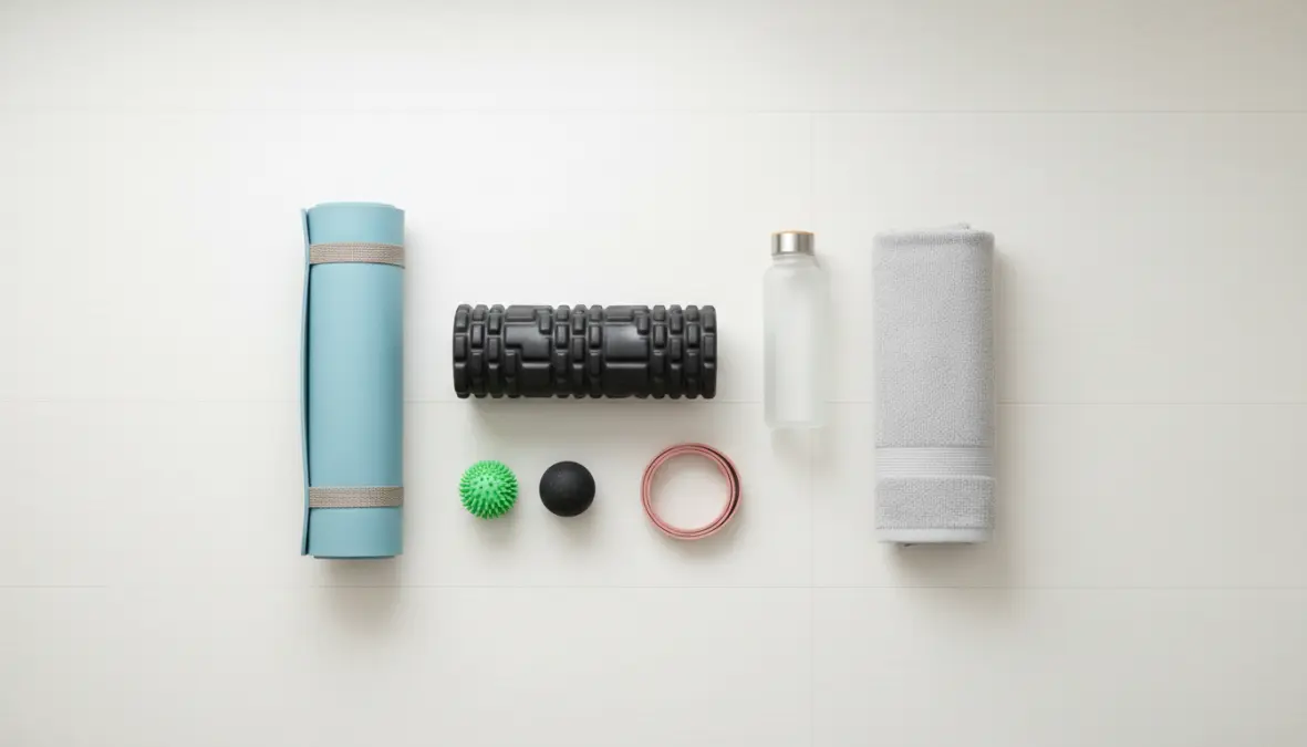 Routine di recupero muscolare con foam roller e stretching post allenamento