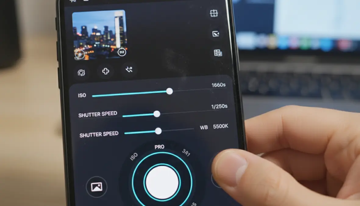 Impostazioni fotocamera smartphone in modalità manuale per scatti professionali