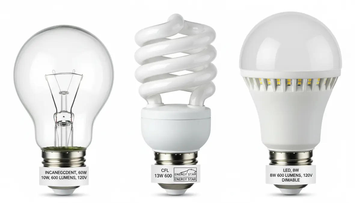 Confronto lampade LED risparmio energetico con lampadine tradizionali e consumo elettrico