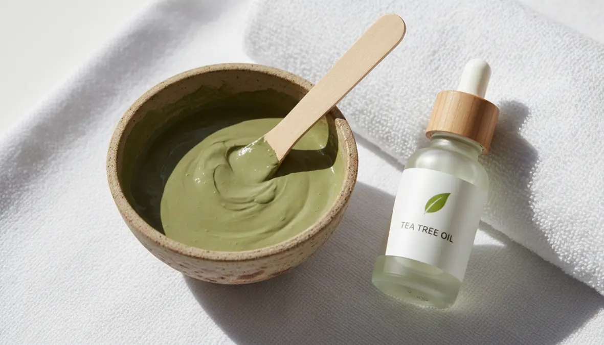 Maschera viso purificante all'argilla verde e tea tree per pelle grassa