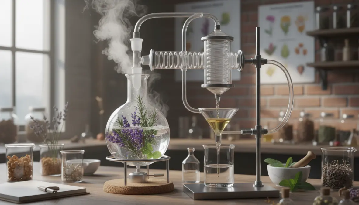 Processo di distillazione a vapore per l'estrazione di oli essenziali da piante officinali