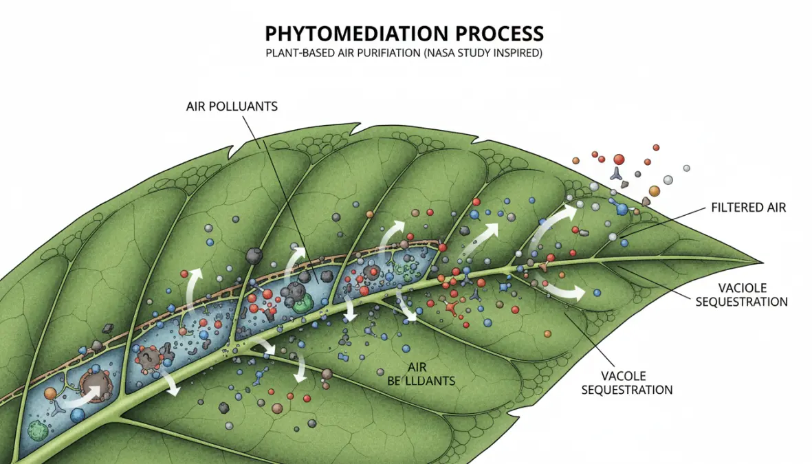 Processo di fotosintesi clorofilliana e fitodepurazione delle piante che assorbono inquinanti dall'aria