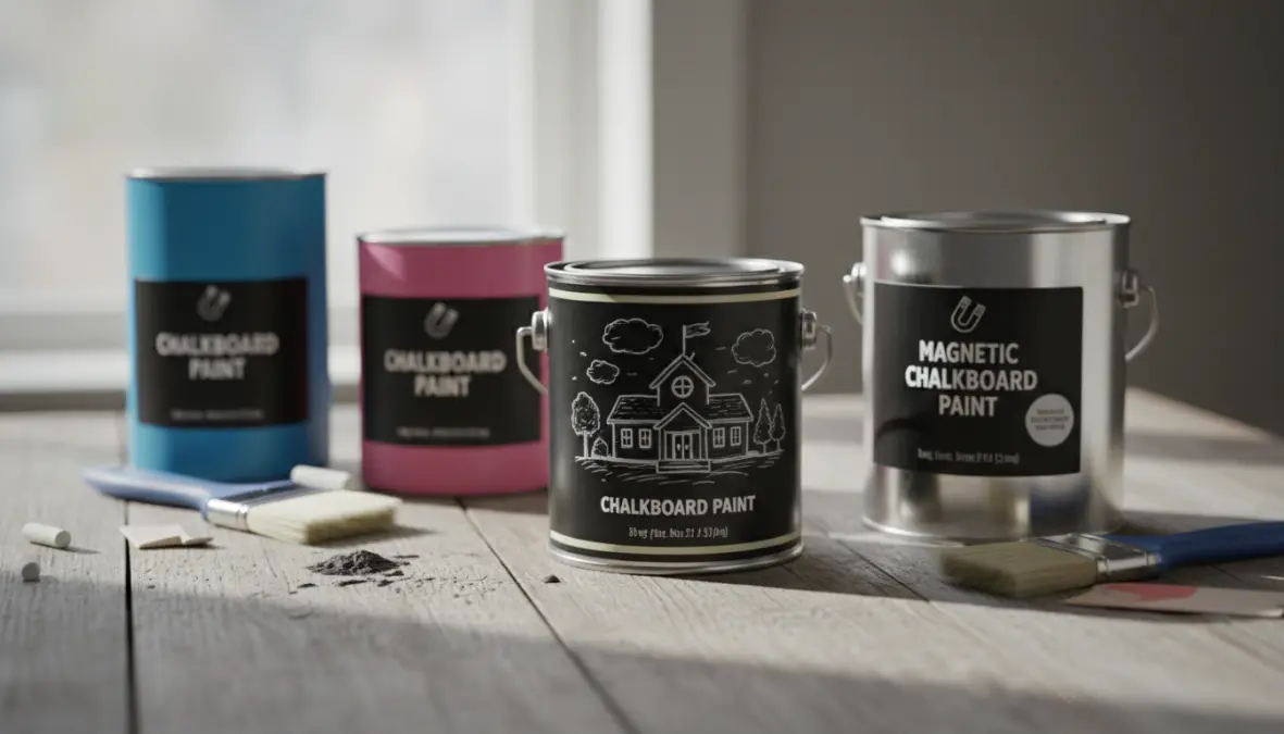 Diverse tipologie di pittura lavagna: classica nera, colorata e magnetica