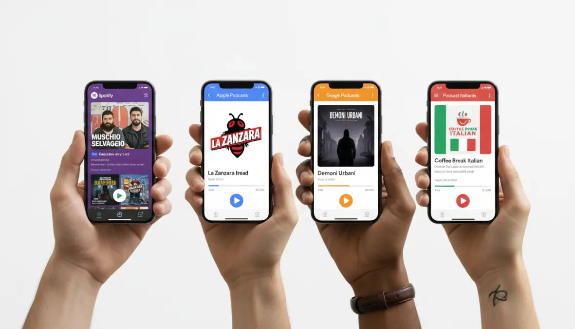 Piattaforme streaming per ascoltare podcast italiani su smartphone