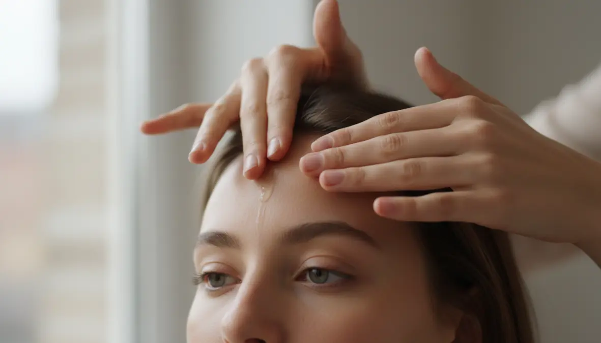 Applicazione di primer opacizzante per pelle grassa sulla zona T del viso