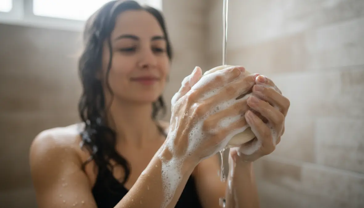 Come si usa lo shampoo solido: creazione della schiuma tra le mani