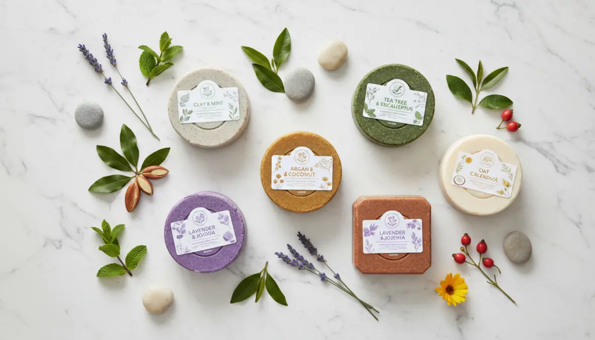 Diversi tipi di shampoo solido per capelli grassi, secchi e normali