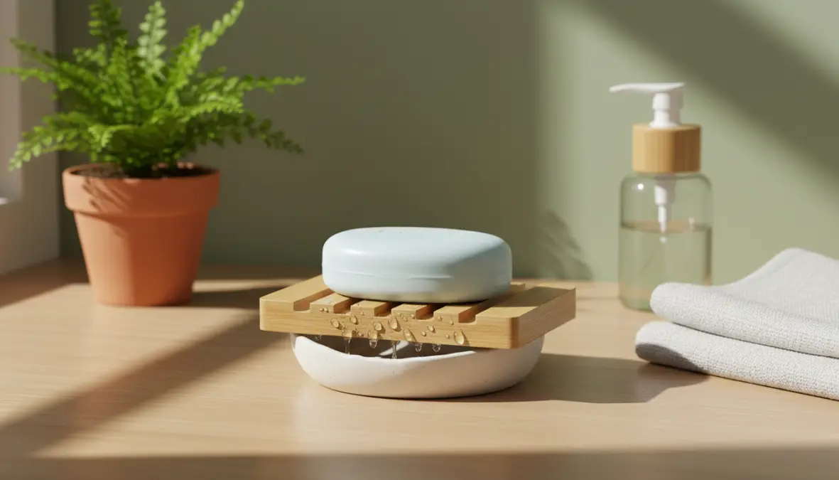 Come conservare shampoo solido correttamente su portasapone drenante