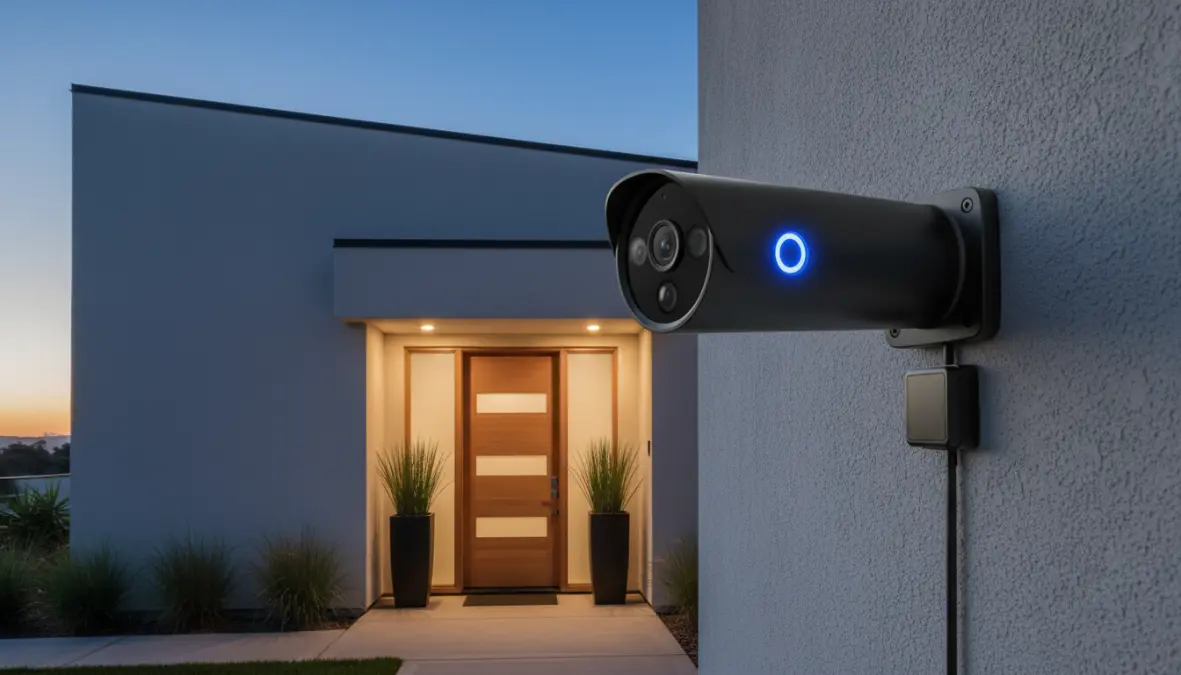 Telecamera di sicurezza wifi installata per protezione casa intelligente