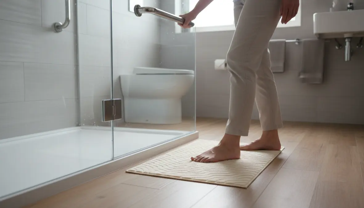 Tappetino antiscivolo anziani utilizzato in bagno per la sicurezza domestica