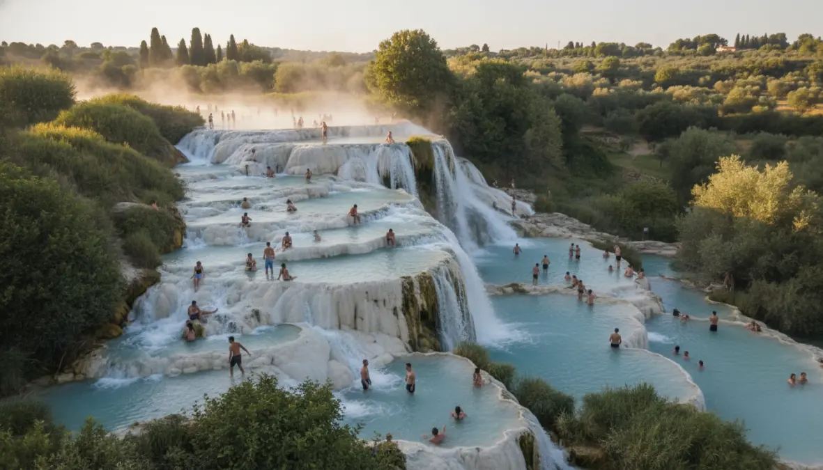 Cascate naturali delle Terme di Saturnia in Toscana, destinazione termale famosa in Italia