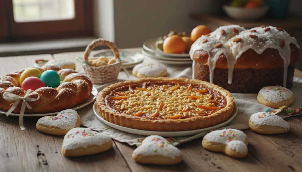 Dolci tipici di Pasqua italiani: pastiera napoletana, colomba pasquale e scarcella pugliese