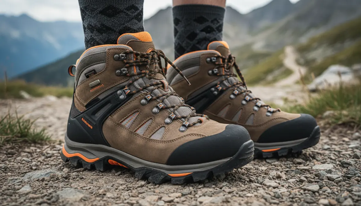 Scarponi da trekking mid ideali per principianti su sentiero di montagna