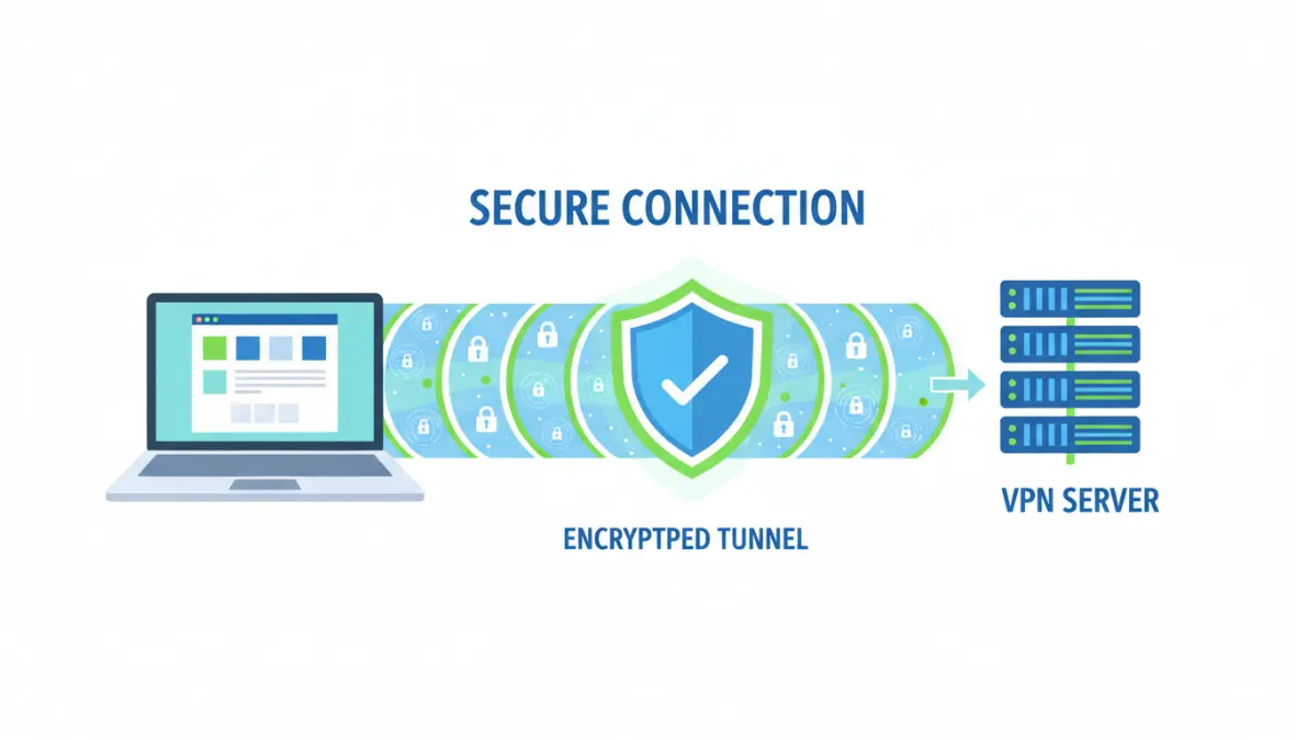 Schema funzionamento VPN con tunnel crittografato e connessione protetta