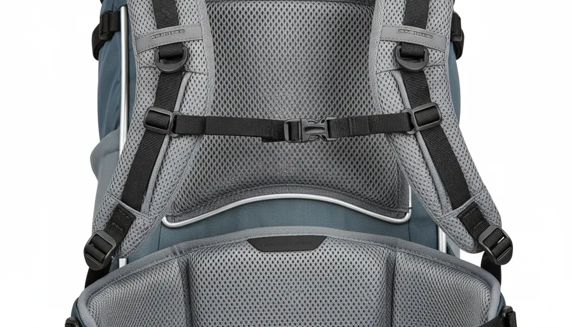 Sistema schienale ventilato e cinghie regolabili zaino trekking