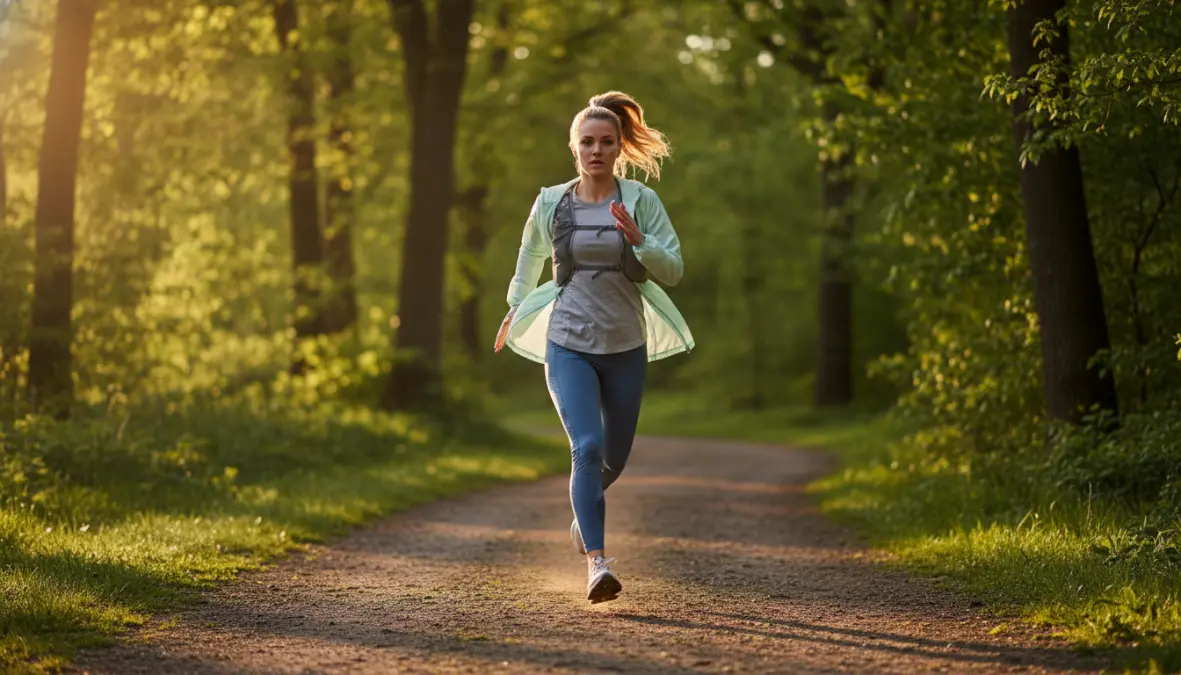 Runner con abbigliamento tecnico a strati per correre in primavera