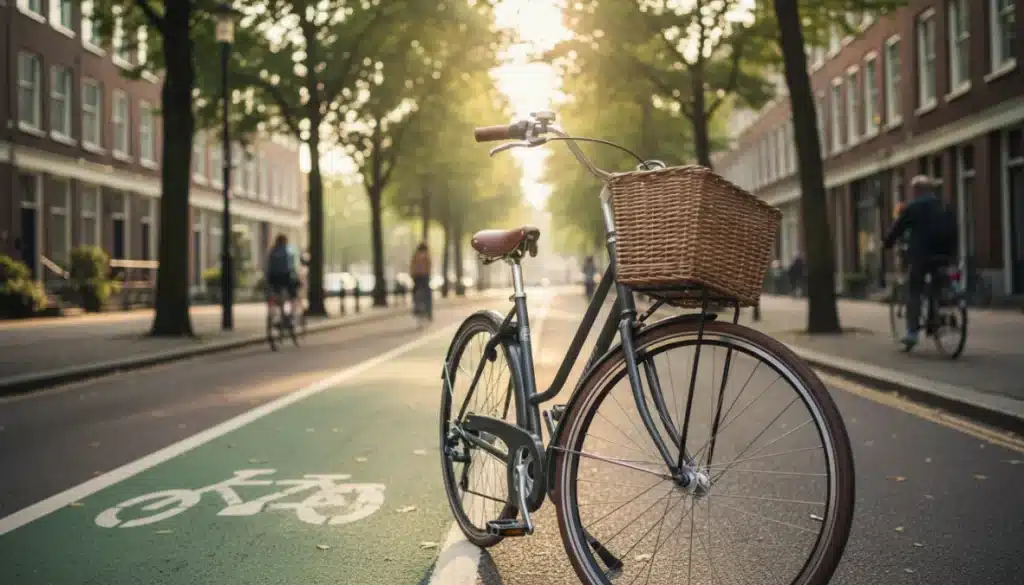 Bici città moderna parcheggiata su pista ciclabile urbana, guida completa alla scelta della bicicletta urbana