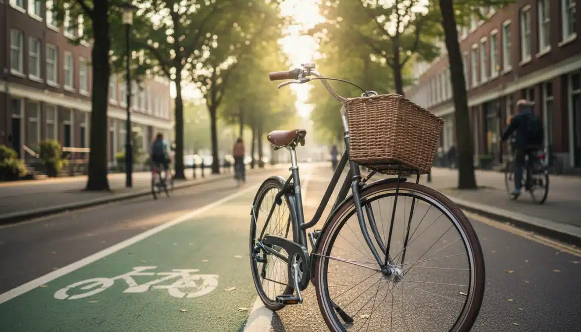 Bici città moderna parcheggiata su pista ciclabile urbana, guida completa alla scelta della bicicletta urbana