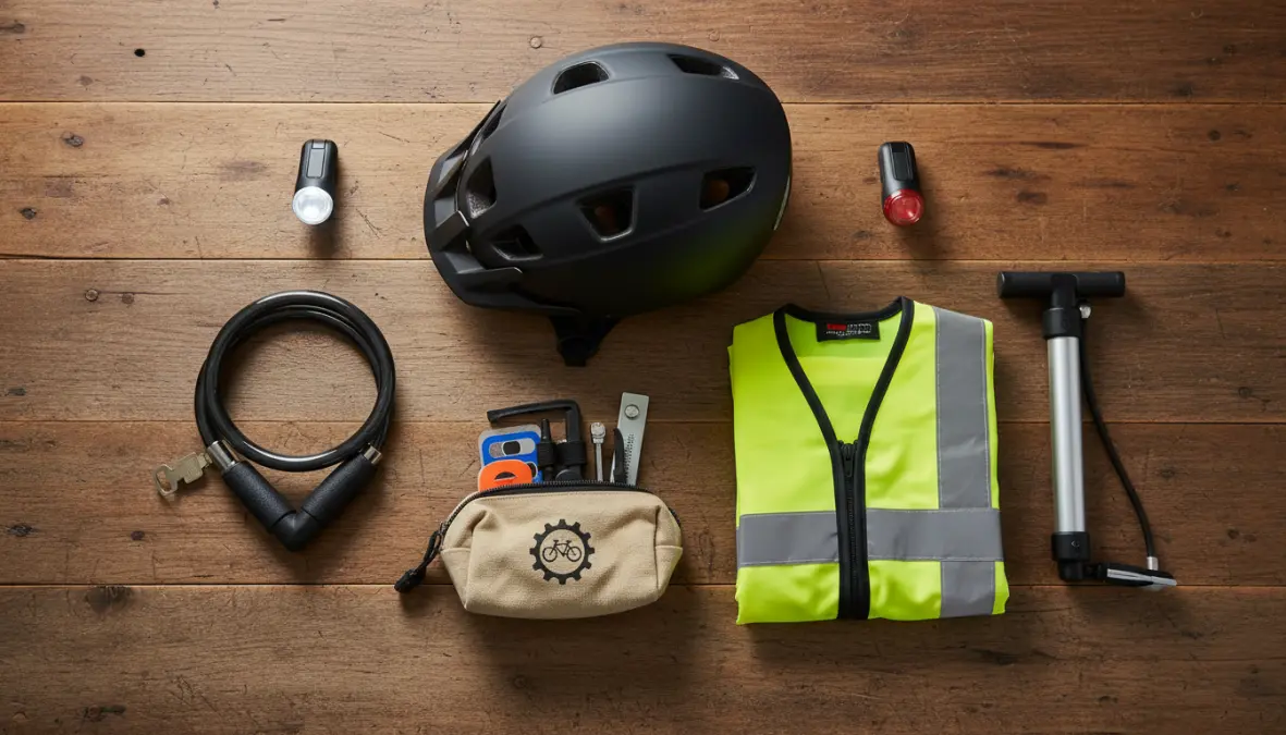 Accessori indispensabili per bici urbana: luci, lucchetto antifurto, casco e kit manutenzione essenziale