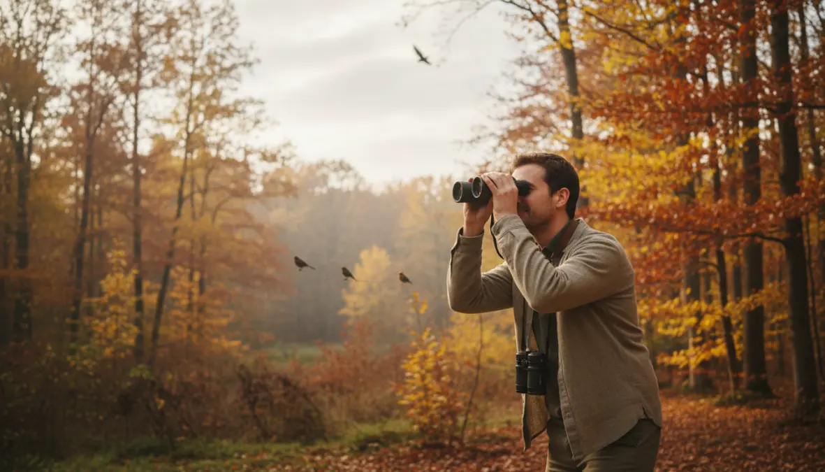 Come iniziare birdwatching: osservatore principiante in parco naturale italiano