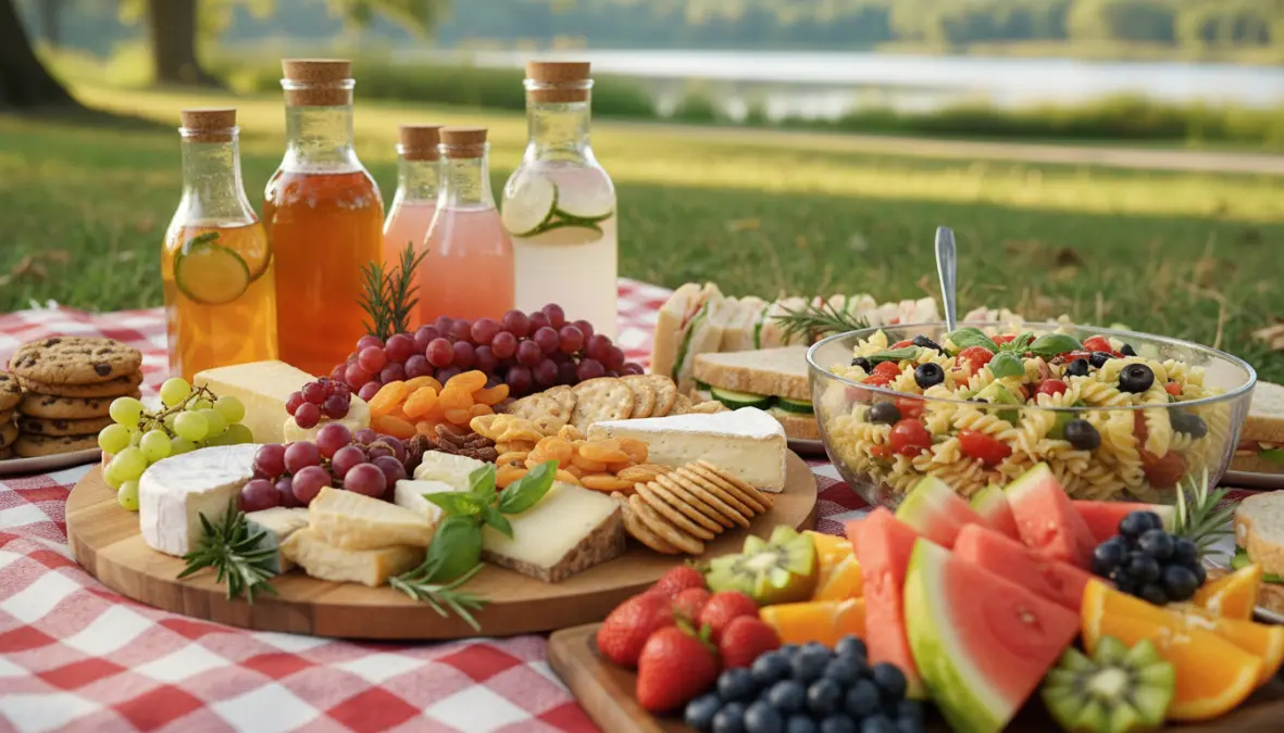 Menù picnic completo con ricette facili: formaggi, insalate fredde e frutta fresca