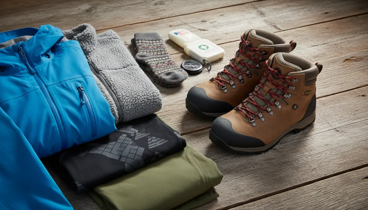 Equipaggiamento trekking base per principianti: scarpe da trekking e abbigliamento a strati primaverile