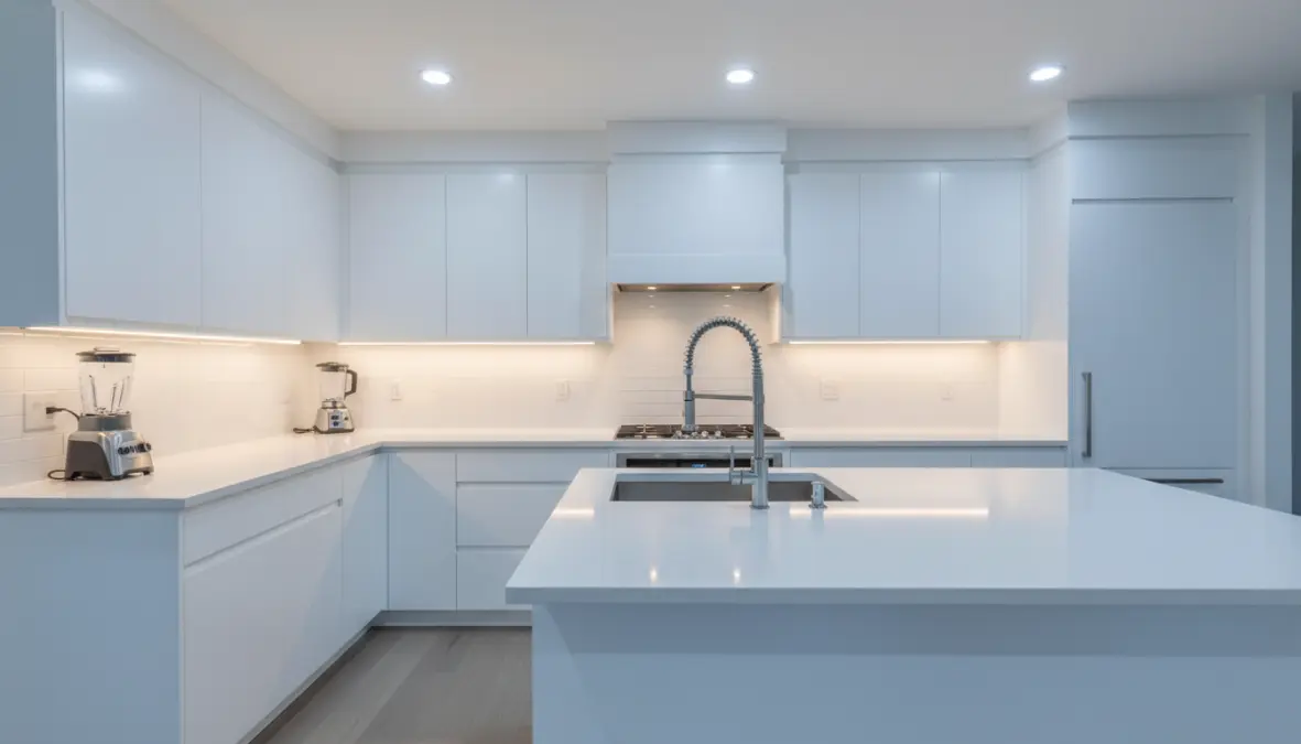Faretti LED e punti luce funzionali in cucina moderna
