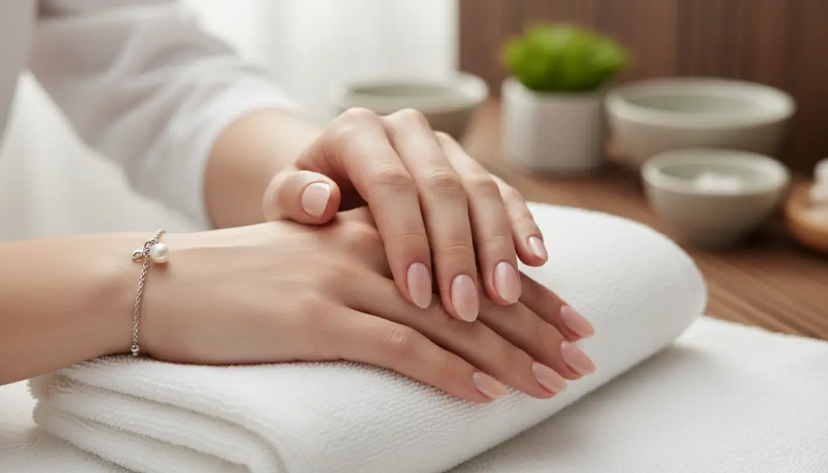 Risultato finale di una manicure perfetta fatta in casa con unghie curate