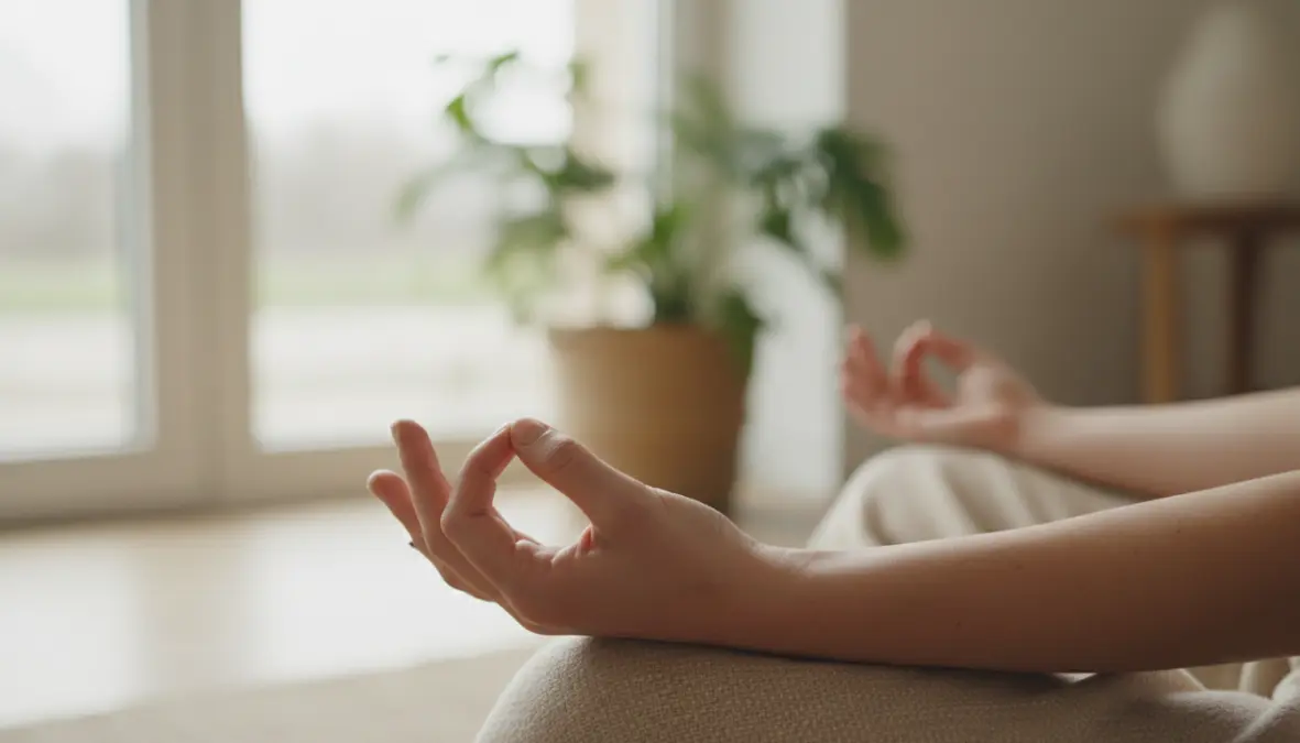 Mani in posizione di meditazione per tecniche base per principianti