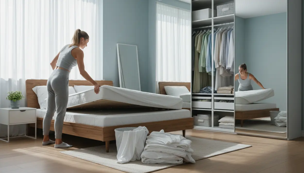 Camera da letto durante il cambio stagione e le pulizie primaverili profonde