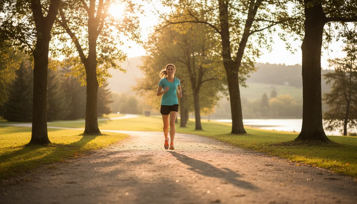 Principiante che inizia a correre all'aperto in un parco seguendo un programma running per principianti