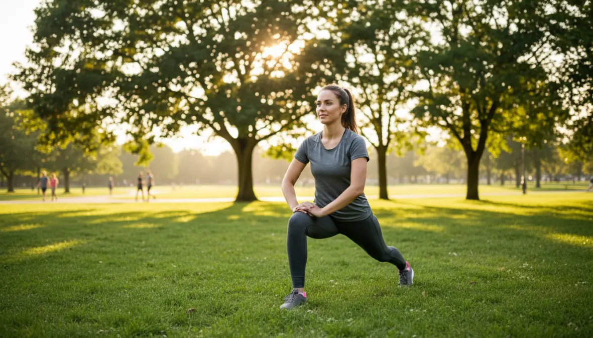 Stretching post corsa per principianti e recupero muscolare dopo allenamento running outdoor